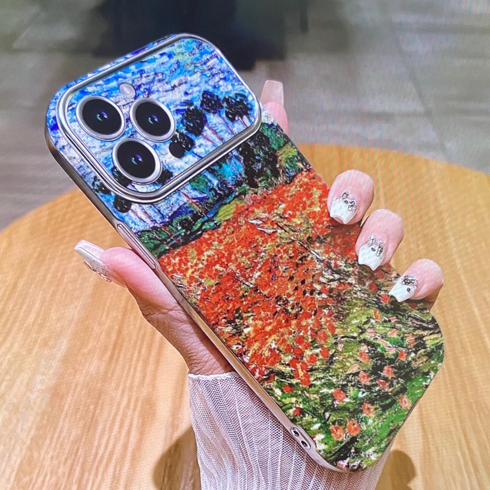 Artistic Floral Landscape Phone Case - Blue, Red & Green